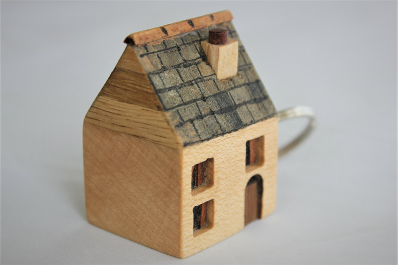 little wooden house keyring by Reuben's woodcraft on folksy