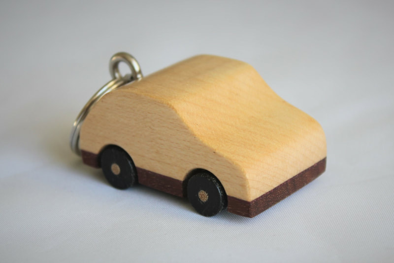 Wooden toy car keyring by Reuben's woodcraft