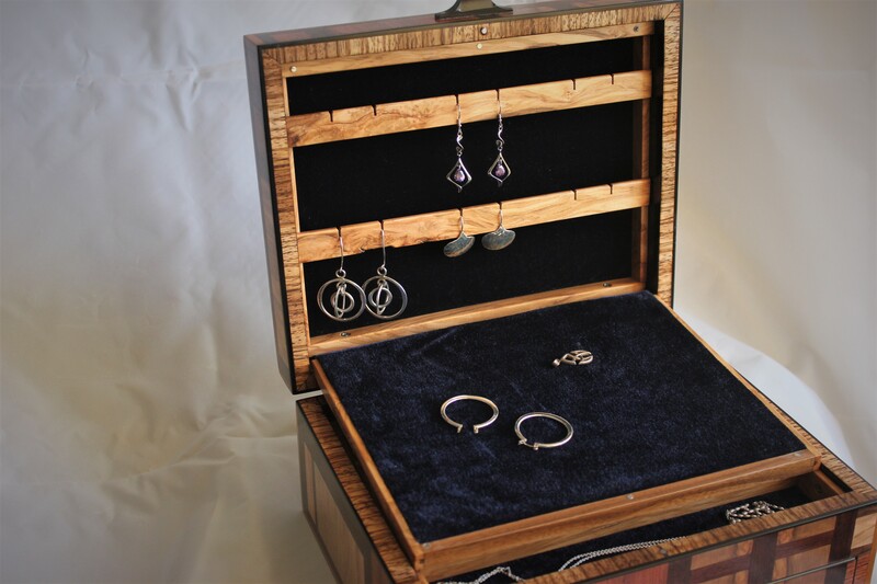 Special wooden Jewellery box earring compartment by Reuben's woodcraft