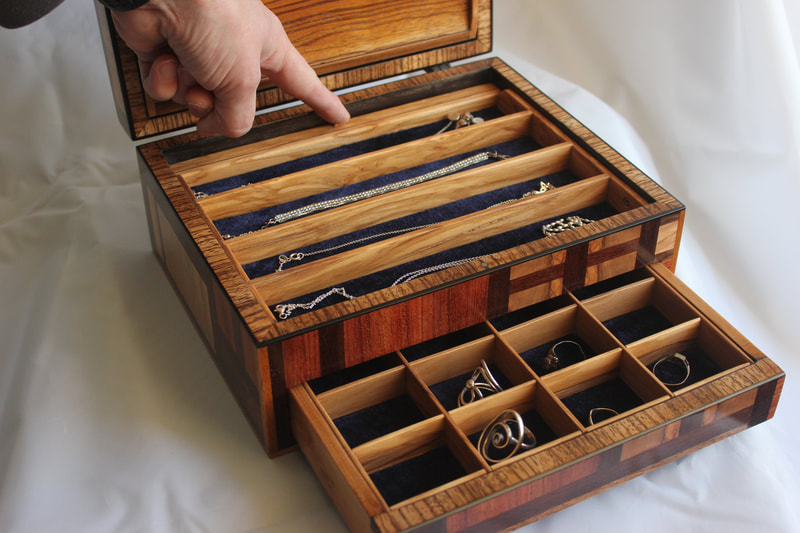 Special wooden jewellery box push button drawer by Reuben's woodcraft